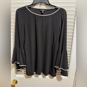 Roz&Ali- Women’s size medium. Black blouse, rhinestone trimmed